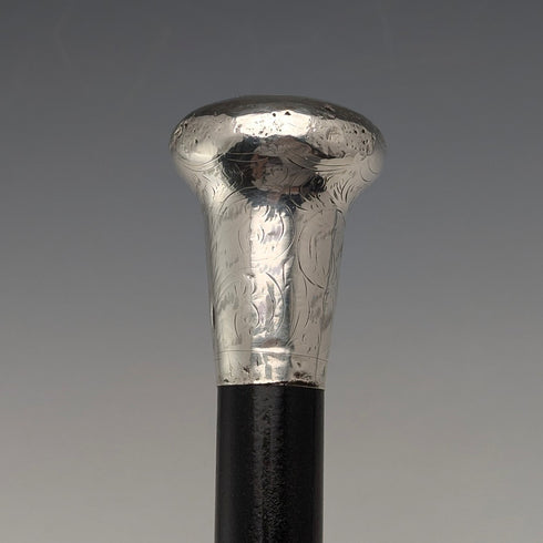 【取置中】1907年 英国アンティーク 紳士用 純銀製 丸ハンドル ステッキ 杖 92cm